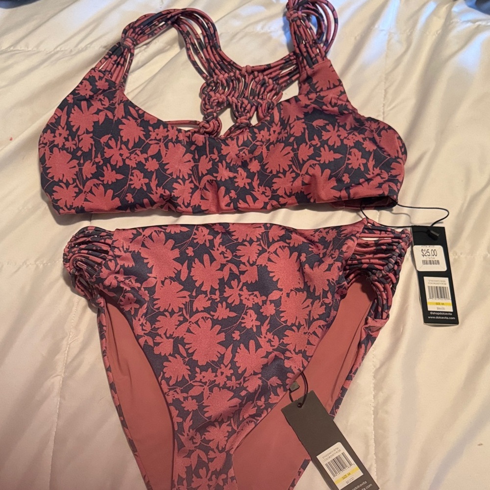 DOLCE VITA Floral Pink and Black Bikini Set
